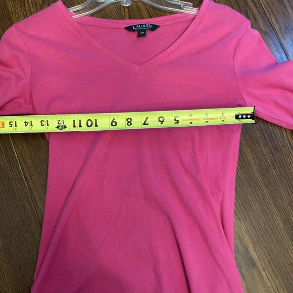 Lauren Ralph Lauren Top Women’s Size Small Pink V Neck Blouse 1/2 Sleeve - Picture 6 of 8